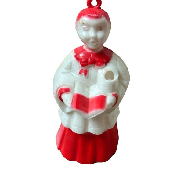 Vintage 1940s Celluloid Red White Christmas Choir Boy Figurine - Picture 3 of 6